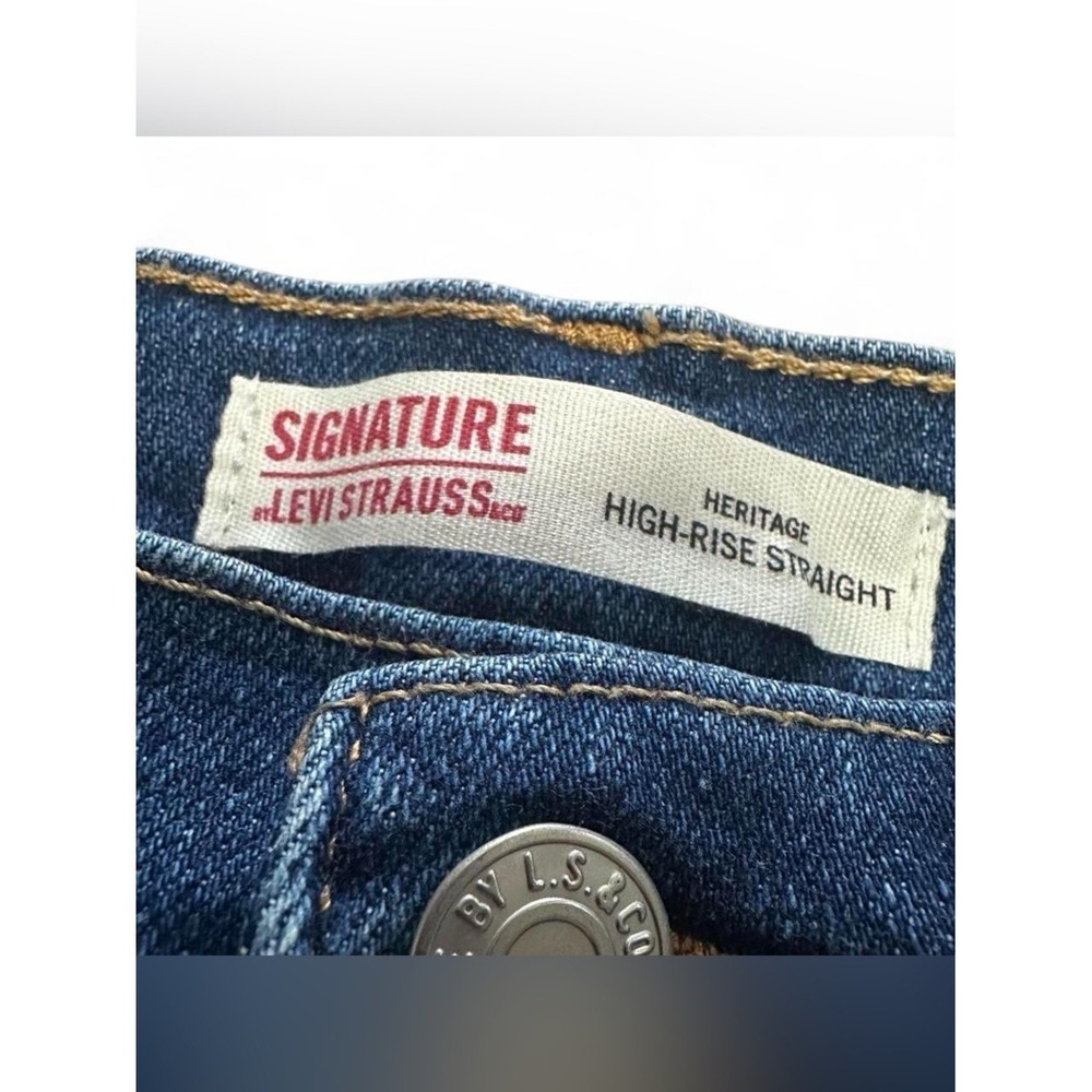 LEVI'S Signature Heritage High Rise Straight Leg Jeans Dark Wash Sz 6/28 - Picture 8 of 8